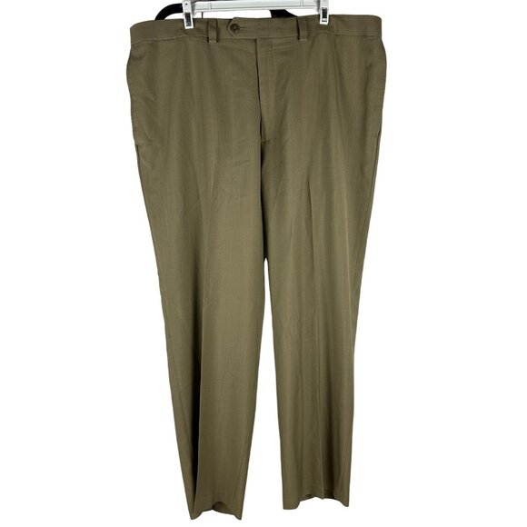 Haggar Mens Classic-Fit Dress Pants 40x30 Polyester & Recycled Polyester Khaki - Picture 1 of 5